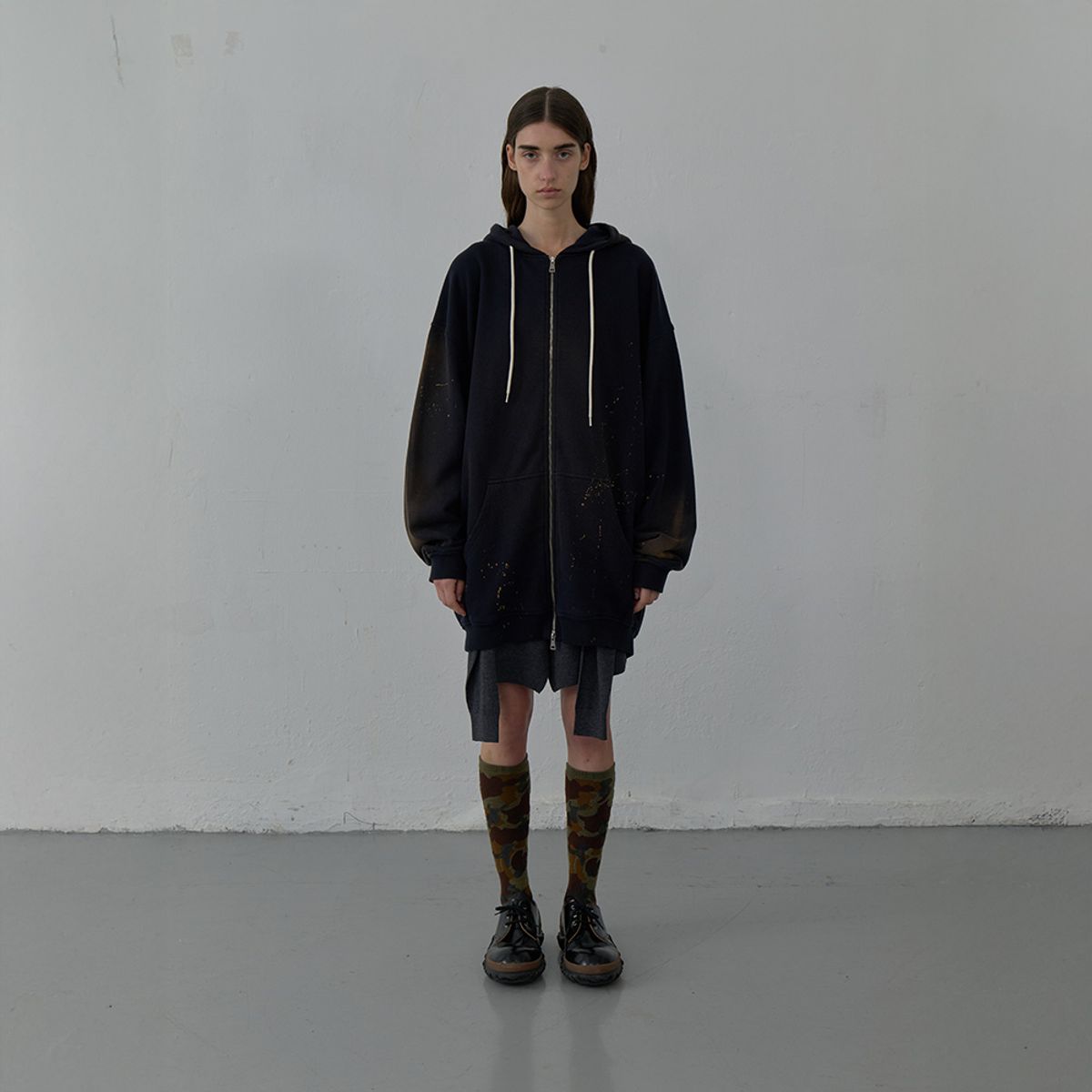 엘씨디씨티엠(LCDC™) WASHED LONG ZIP-UP HOODIE (NAVY)