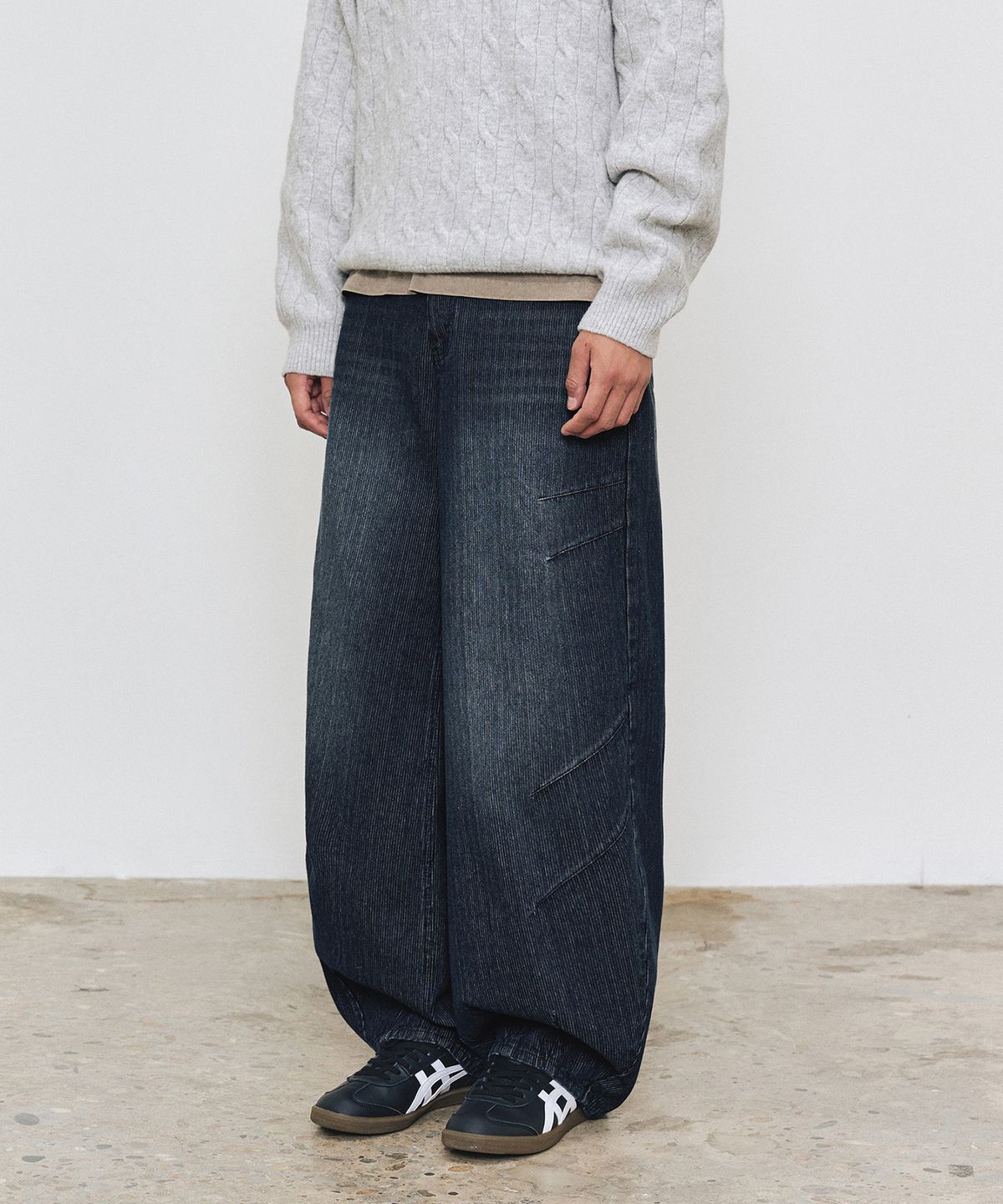 데케트(DECET) [골지데님]Balloon Wide Rib Jeans DCPT067Blue