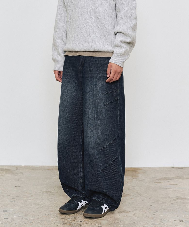 [골지데님]Balloon Wide Rib Jeans DCPT067Blue