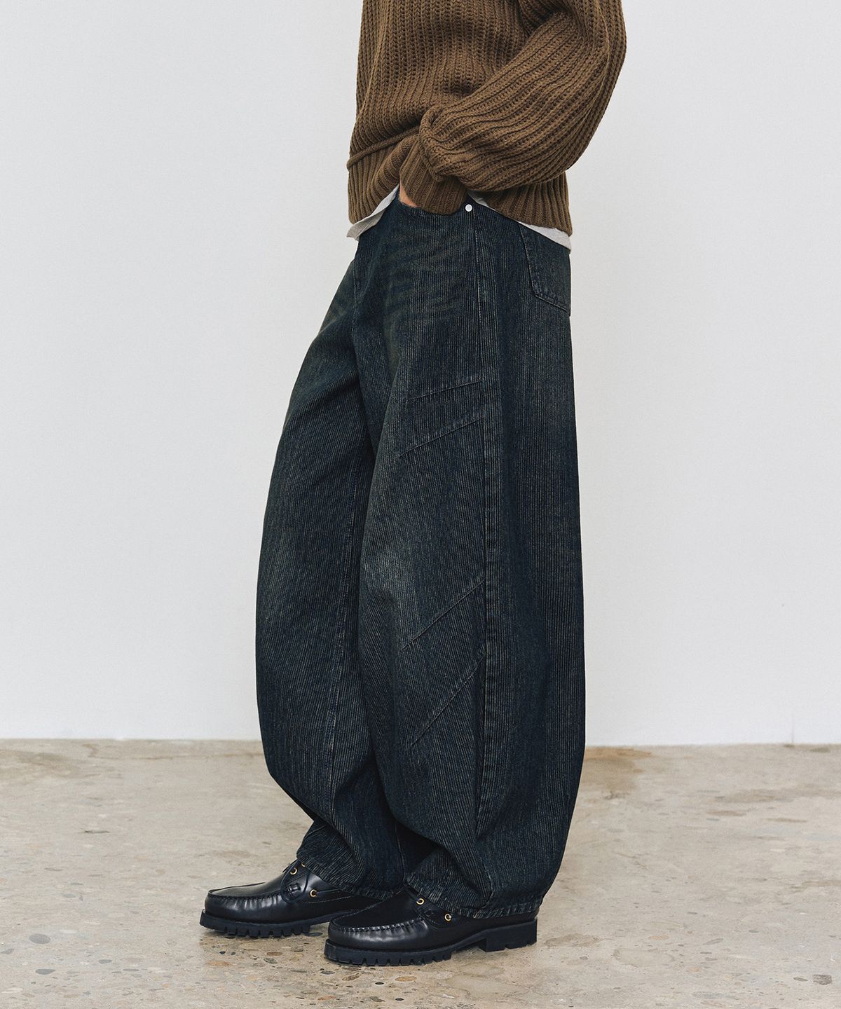 데케트(DECET) [골지데님]Balloon Wide Rib Jeans DCPT067DBlue