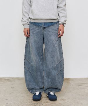 [골지데님]Balloon Wide Rib Jeans DCPT067LightBlue