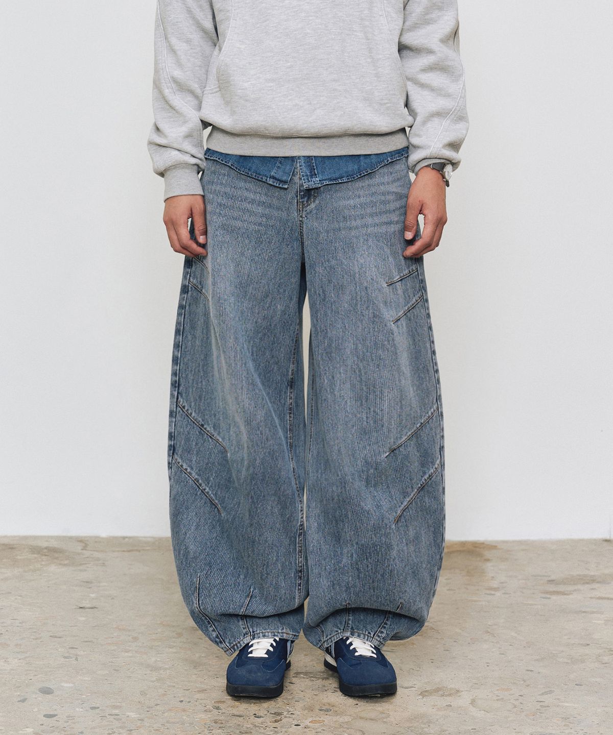 데케트(DECET) [골지데님]Balloon Wide Rib Jeans DCPT067LightBlue