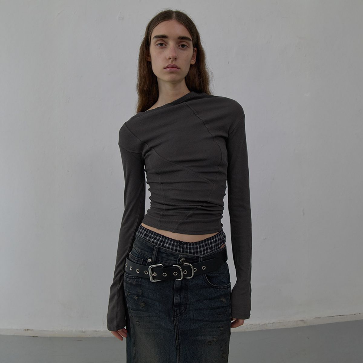 엘씨디씨티엠(LCDC™) NEW CURVED LONG SLEEVE TOP (GREY)