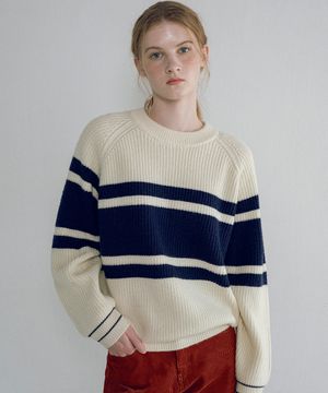 KN4269 스트라이프 래글런 니트_Ivory