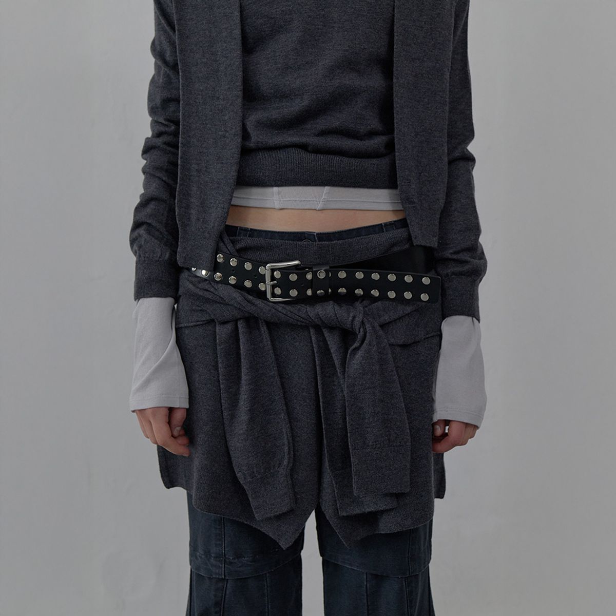 엘씨디씨티엠(LCDC™) TIED DETAIL LAYERED KNIT SKIRT (MELANGE GREY)