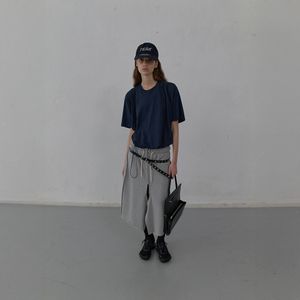 RAW CUT DETAIL JERSEY SKIRT (MELANGE GREY)