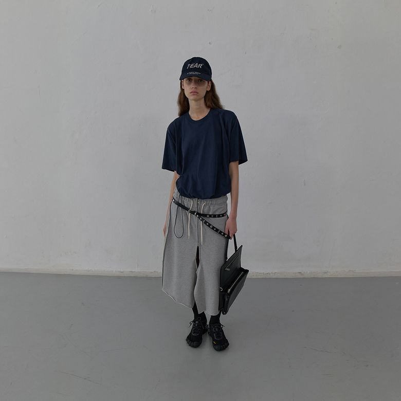 RAW CUT DETAIL JERSEY SKIRT (MELANGE GREY)