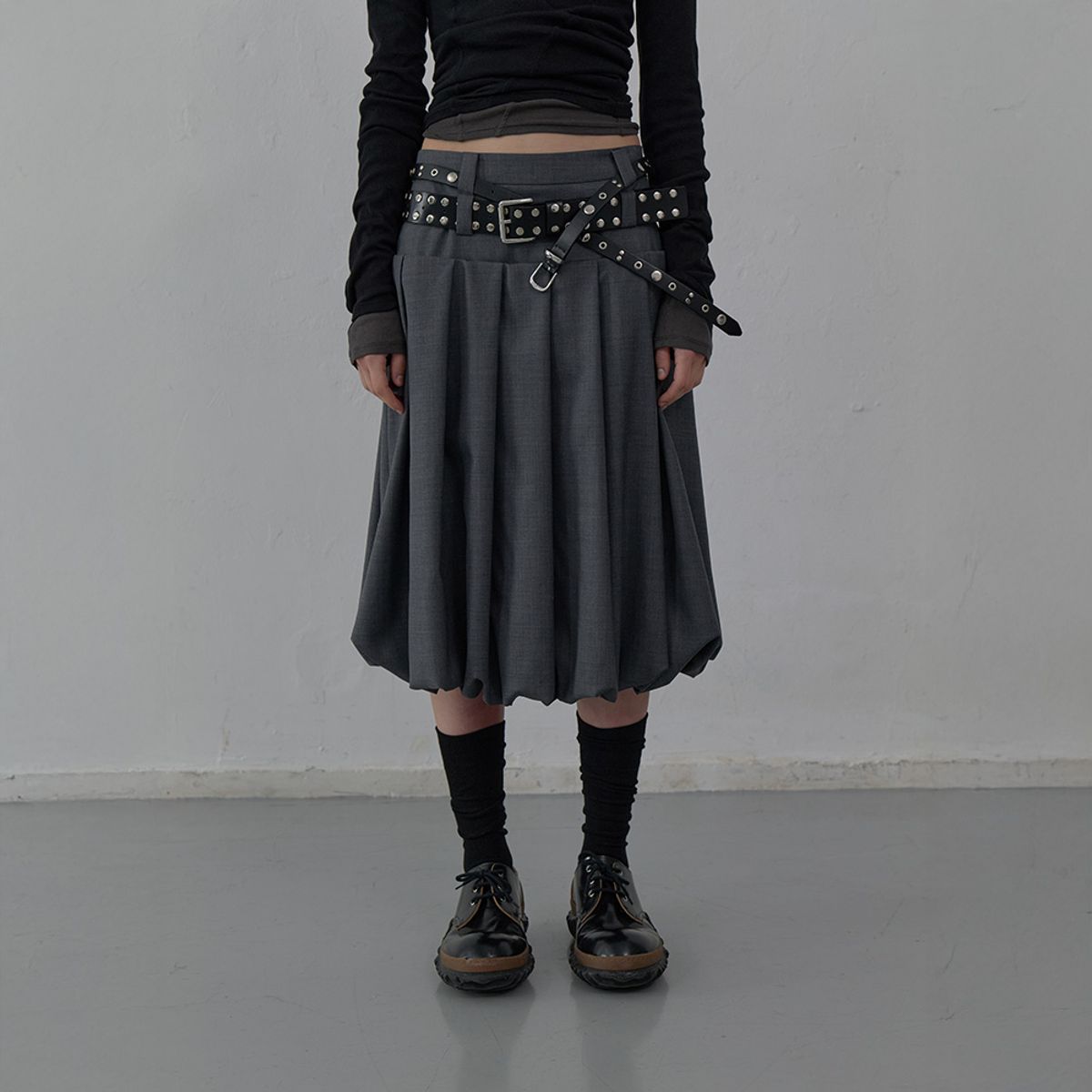 엘씨디씨티엠(LCDC™) TAILORED VOLUME SKIRT (MELANGE GREY)