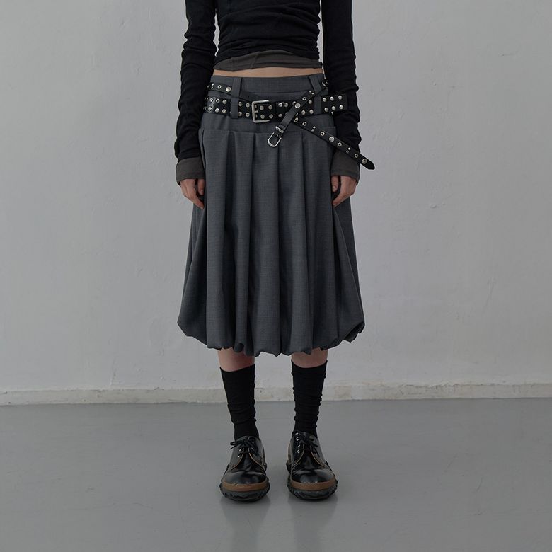 TAILORED VOLUME SKIRT (MELANGE GREY)