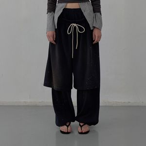 LAYERED DETAIL JERSEY PANTS (NAVY)