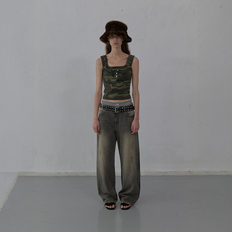 PEACHED SEMI-WIDE DENIM (GREY)