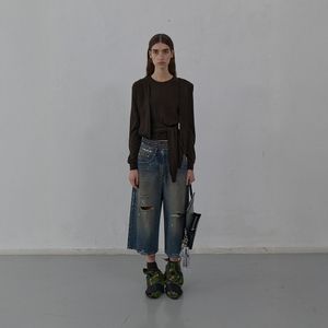 WASHED BERMUDA DENIM PANTS (BLUE)