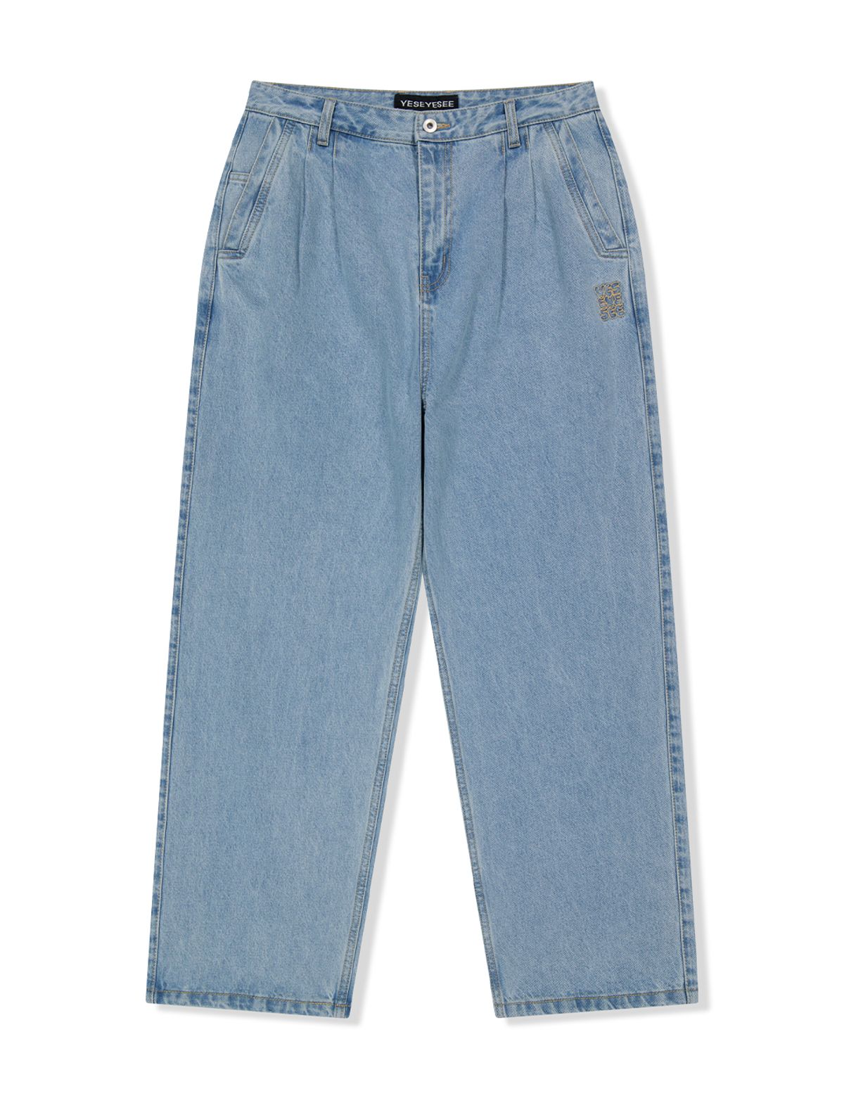 예스아이씨(YESEYESEE) Two Tucked Denim Pants Light Indigo