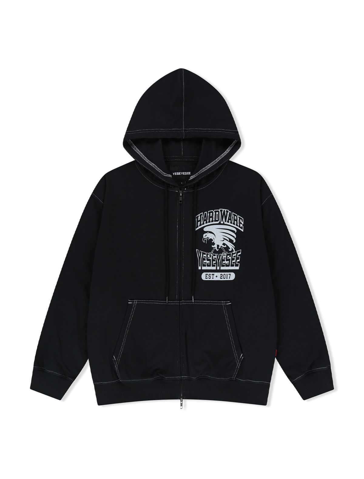 예스아이씨(YESEYESEE) Y.E.S Single Stitch Hoodie Black