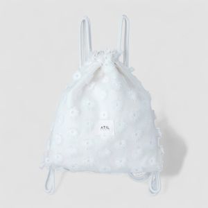플로럴 쉬폰 드로우스트링 백팩 _ [화이트]
