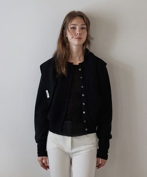 [커치프 SET] 에센셜 라운드 가디건_Ink Black