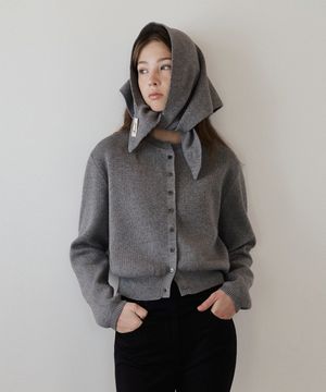 [커치프 SET] 에센셜 라운드 가디건_Melange