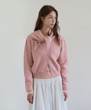 [커치프 SET] 에센셜 라운드 가디건_Rosie Pink