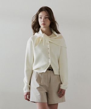 [커치프 SET] 에센셜 라운드 가디건_Vanilla