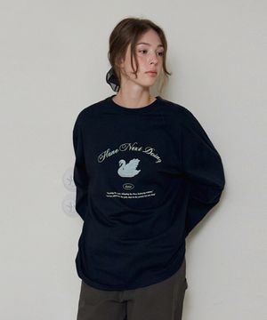 스완 루즈핏 코튼 티셔츠_Moon Navy