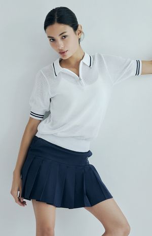 메쉬 반팔 카라 니트 HTWTS3J20T