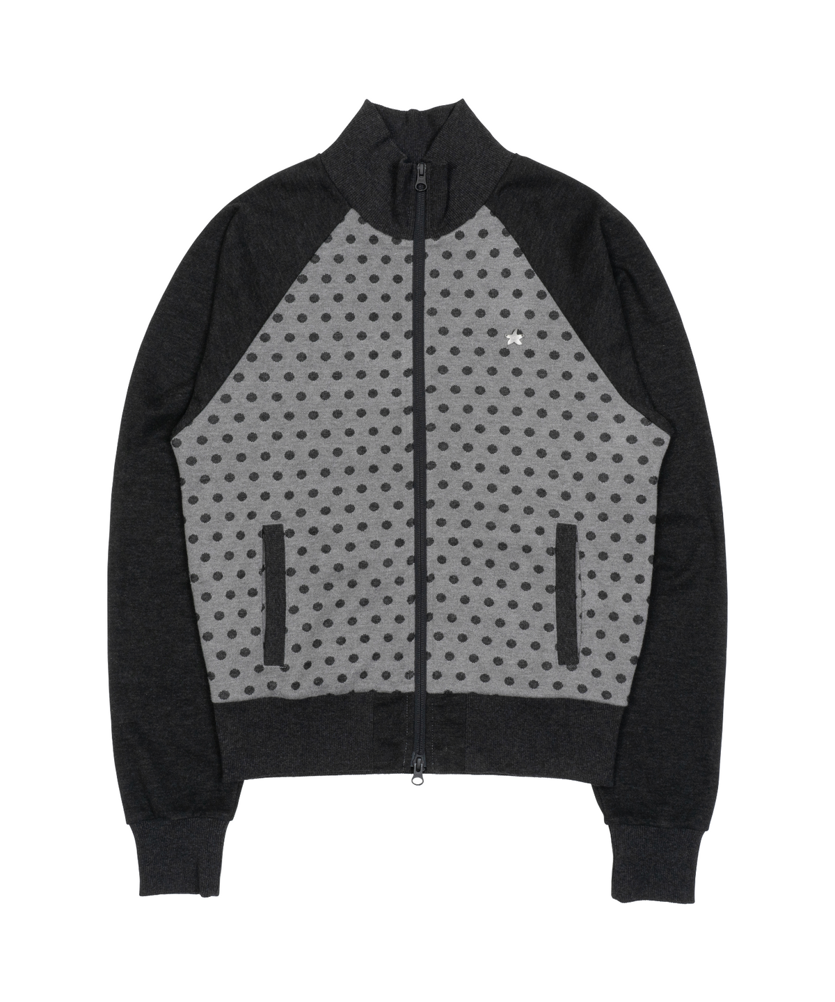 더콜디스트모먼트(THE COLDEST MOMENT) TCM dot raglan zip-up (charcoal/black)