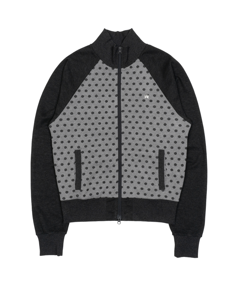 TCM dot raglan zip-up (charcoal/black)
