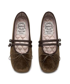 SQUARE TOE TWO STRAP MARYJANES(VELVET) - 4 colors