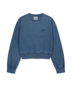 W CLASSIC LOGO GARMENT DYED CROP SWEATSHIRT blue