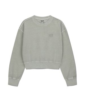 W CLASSIC LOGO GARMENT DYED CROP SWEATSHIRT ecru