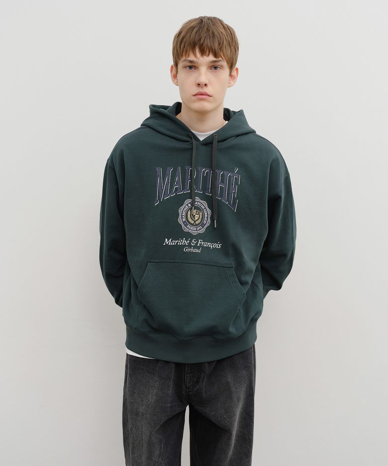 CREST CRACK LOGO OVERSIZED HOODIE dark green