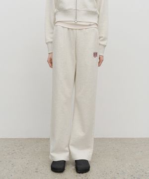 W EMBROIDERY CLASSIC LOGO SWEAT PANTS oatmeal