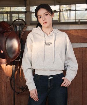 [고윤정 PICK] W SMALL CLASSIC LOGO CROP HOODIE light heather gray