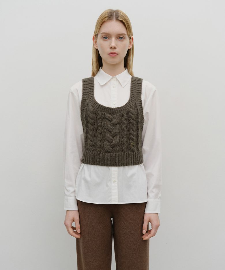 W LOGO KNIT BUSTIER brown
