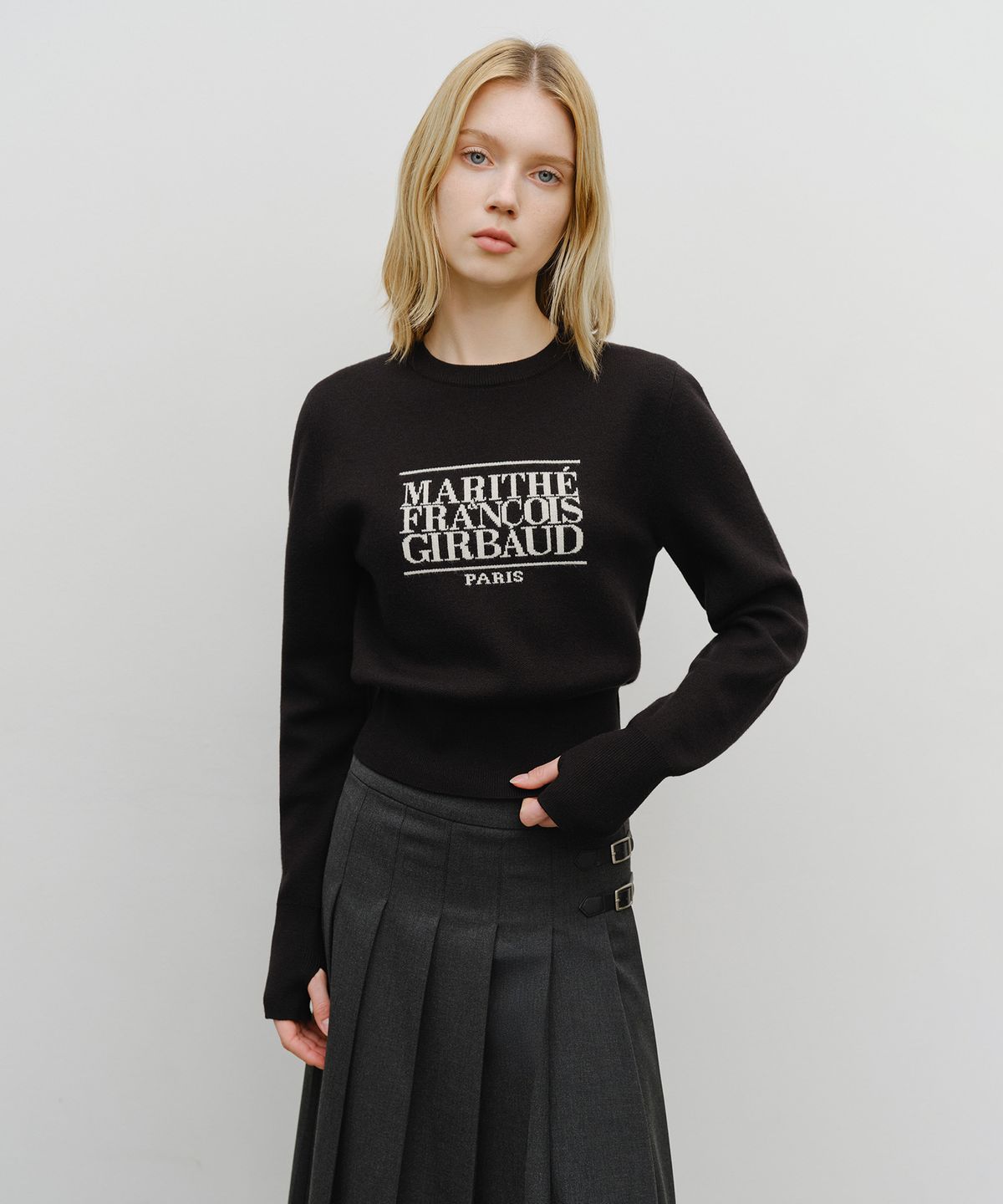 마리떼 프랑소와 저버(MARITHÉ + FRANҪOIS GIRBAUD) W CLASSIC LOGO CROP KNIT black