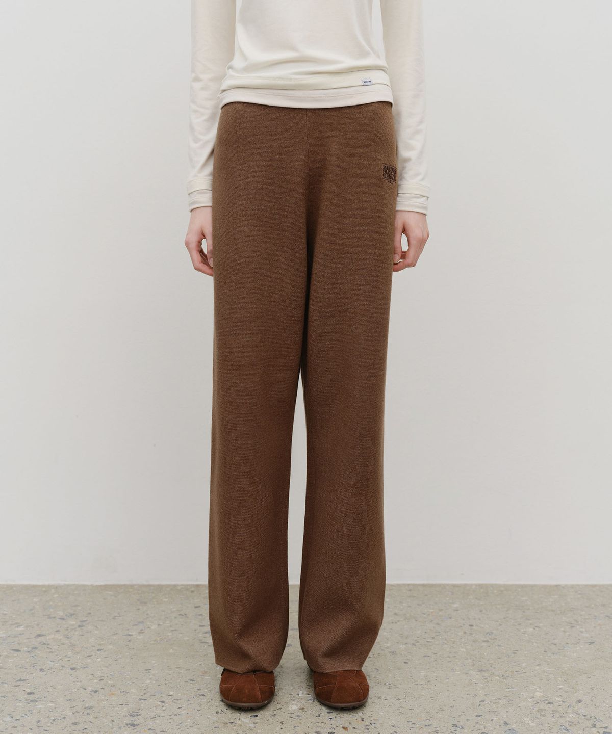 마리떼 프랑소와 저버(MARITHÉ + FRANҪOIS GIRBAUD) W CLASSIC LOGO KNIT PANTS brown