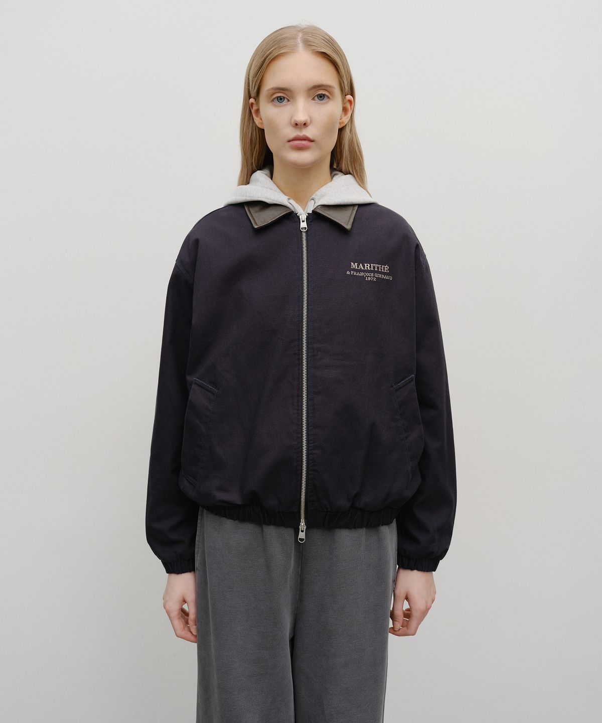 마리떼 프랑소와 저버(MARITHÉ + FRANҪOIS GIRBAUD) GRAPHIC EMBROIDERY COTTON BOMBER JACKET navy
