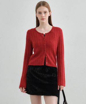 슬림 알파카 골지 니트 가디건 레드 MDCD048RED