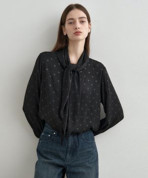 스카프 타이 블라우스 도트블랙 MDBL004DOTBLACK