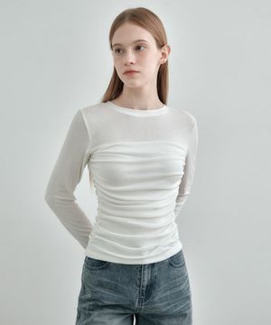 튜브탑 셔링 레이어드 티셔츠 화이트 MDTS083WHITE