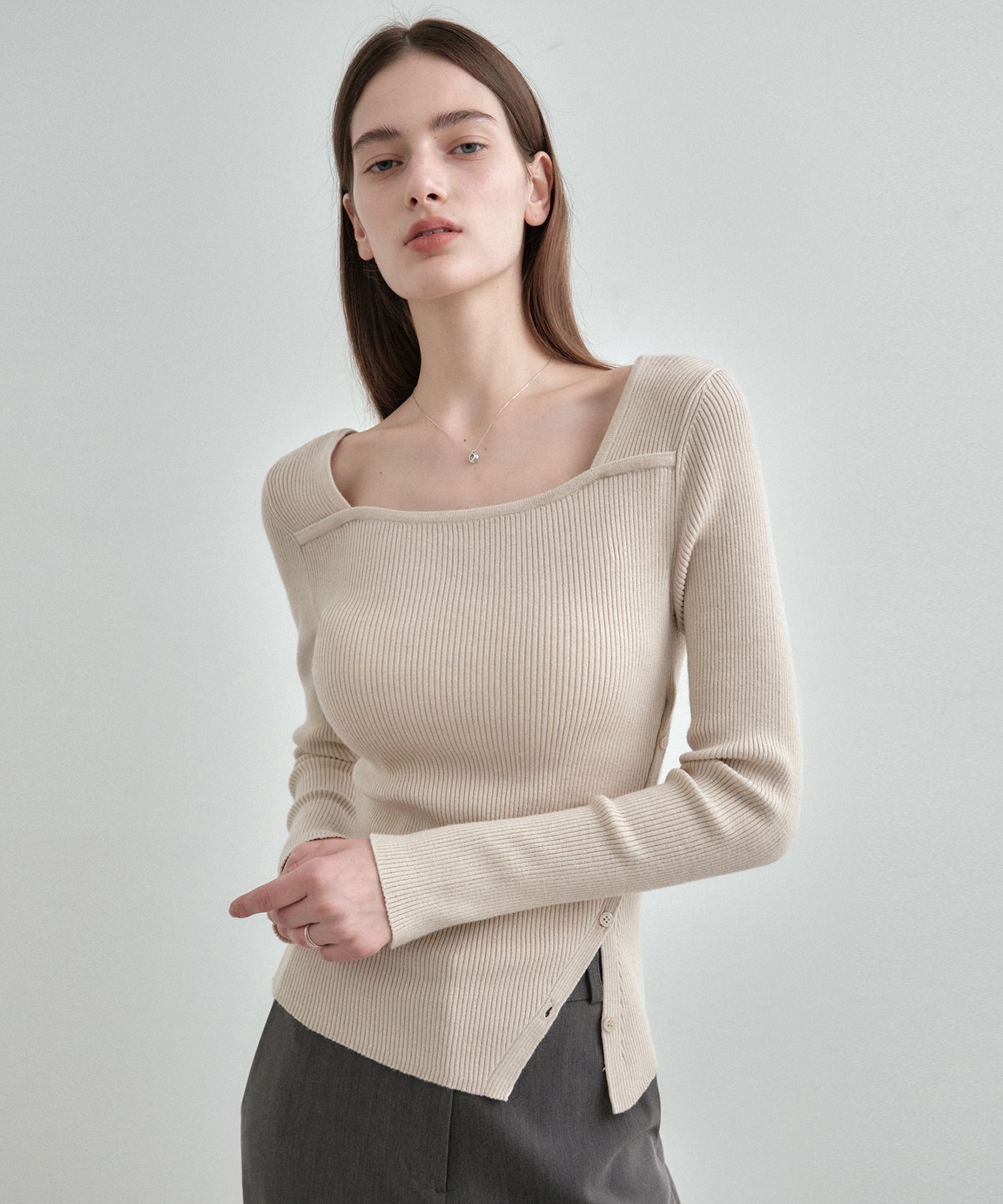 THEREDTHREAD S button layered knit tops theredthread ザレッド