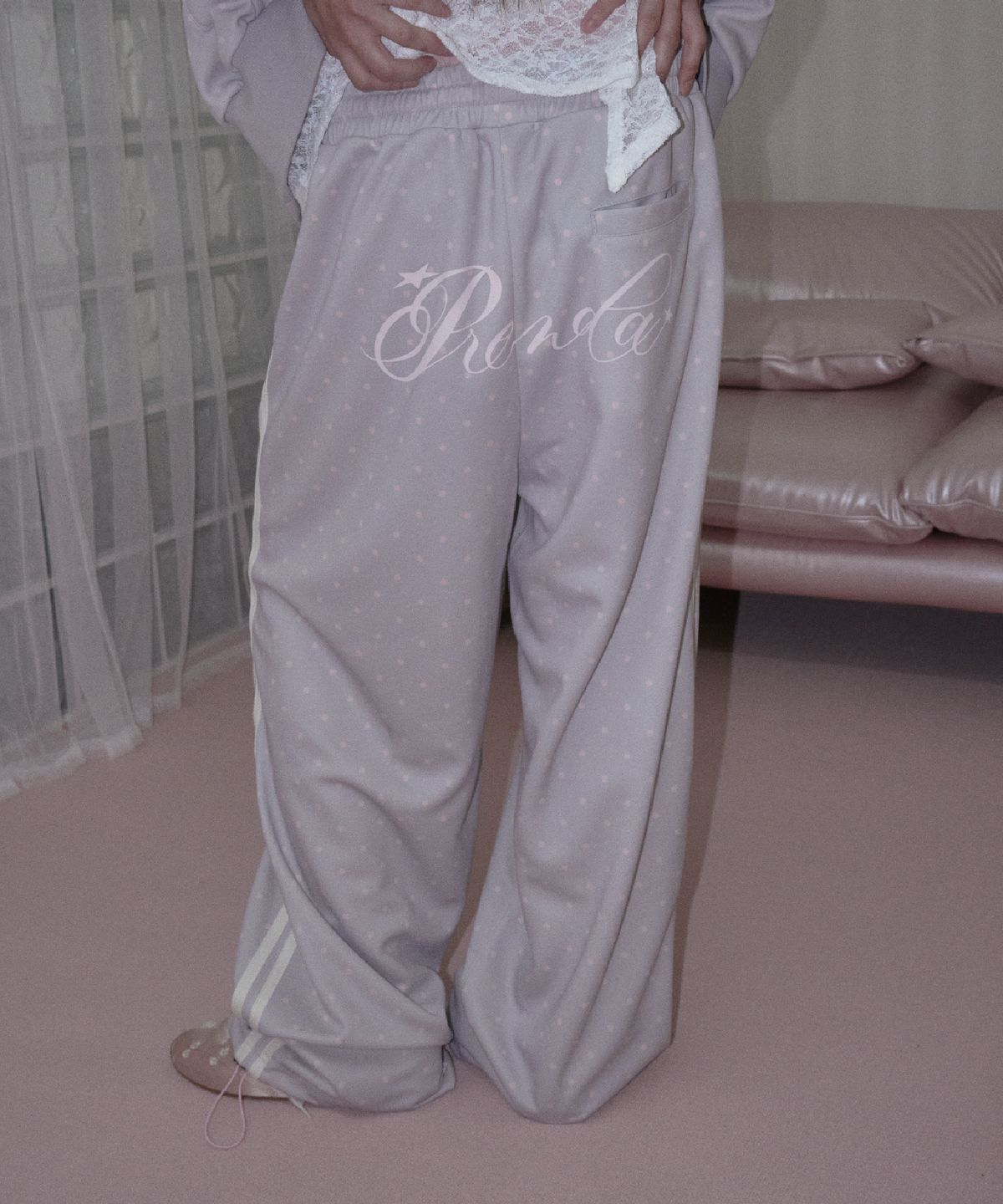 프렌다(PRENDA) DOT JERSEY LAYERED PANTS GRAY