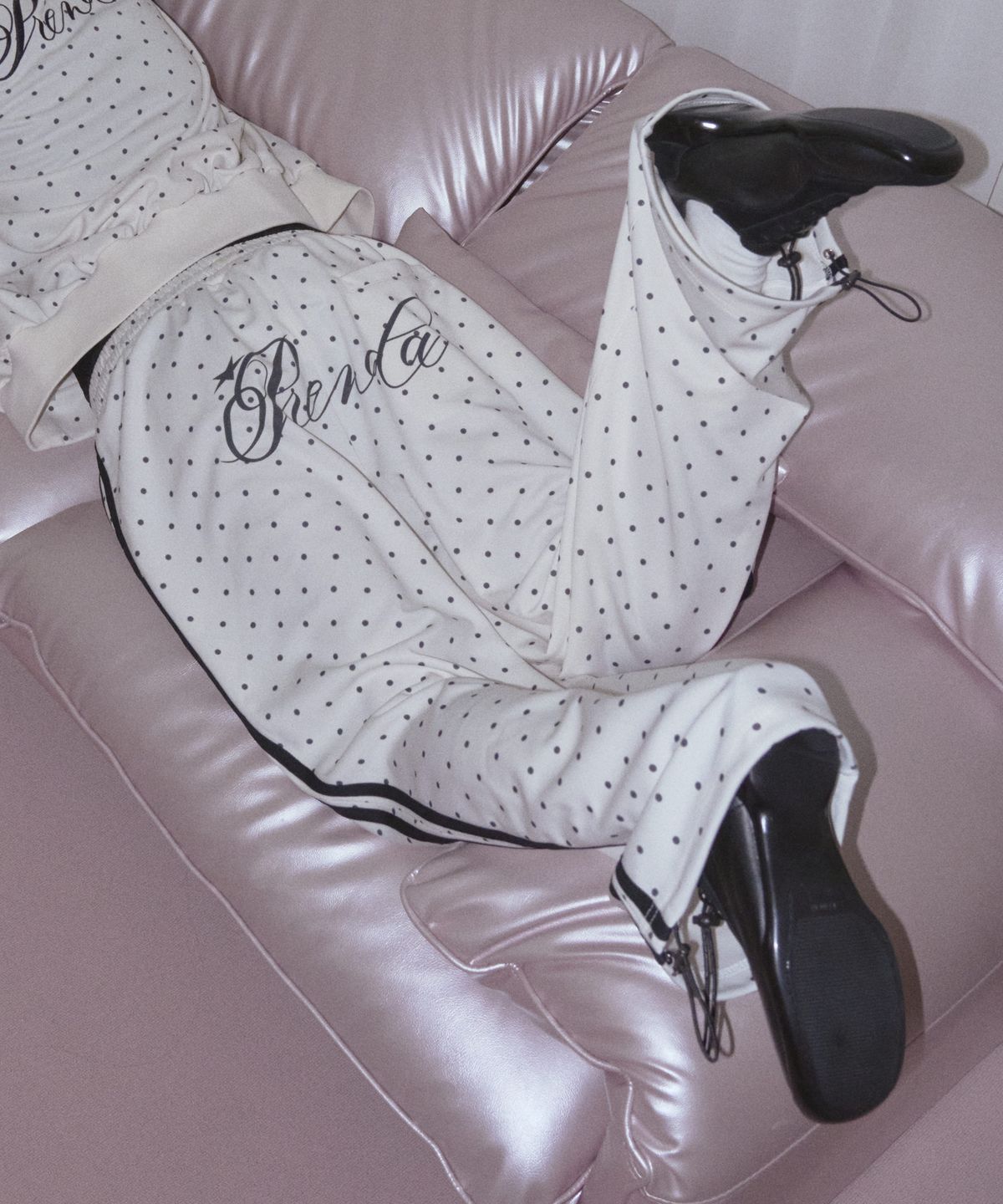 프렌다(PRENDA) DOT JERSEY LAYERED PANTS IVORY