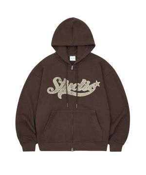 웨이브 스튜디오 그래픽 후드 집업_브라운