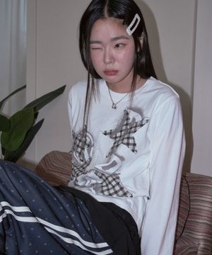 PRDA SPRAY BIG PATCH CHECK STAR LONG SLEEVE WHITE