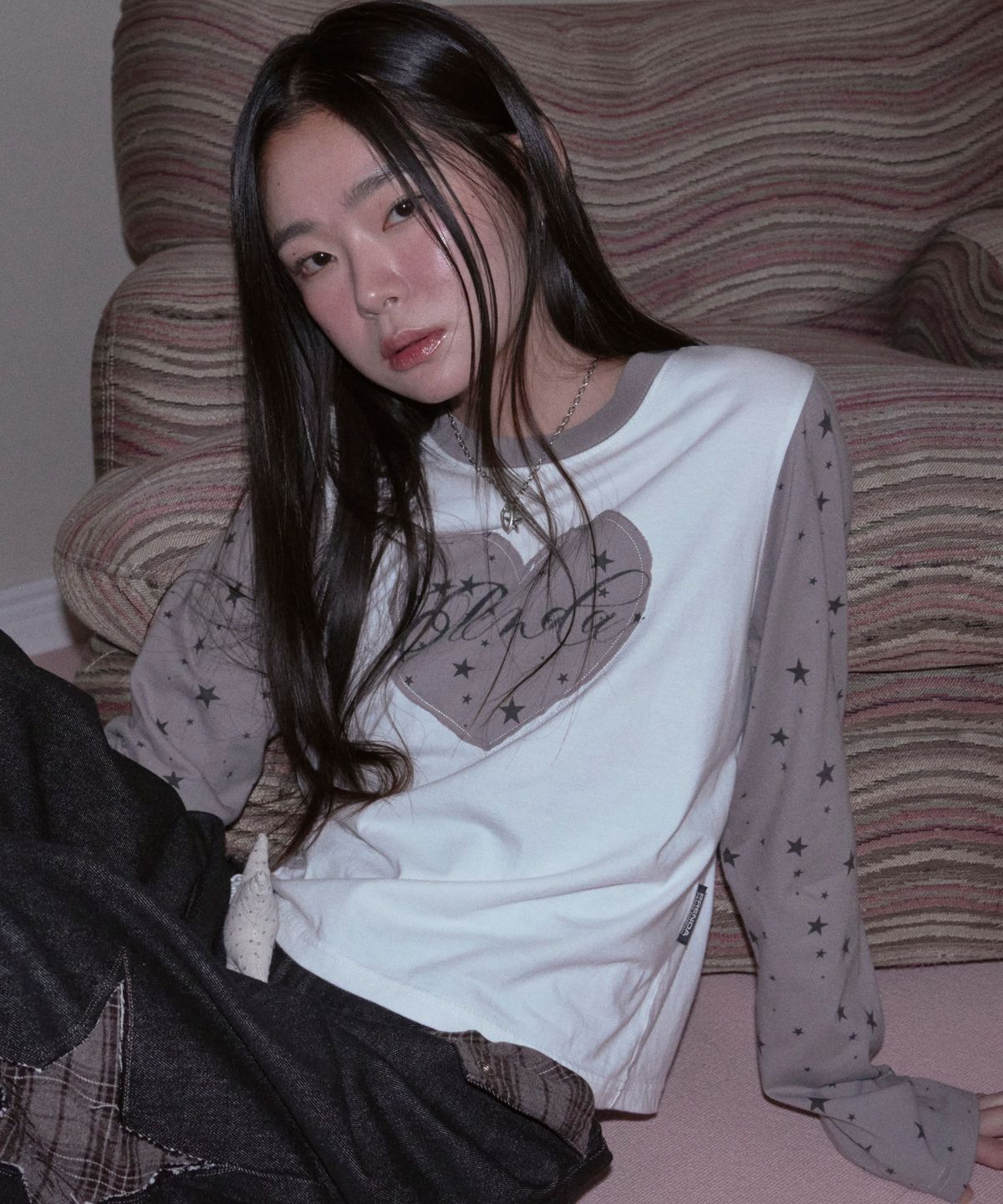 프렌다(PRENDA) HEART STAR COMBINATION LONG SLEEVE GRAY