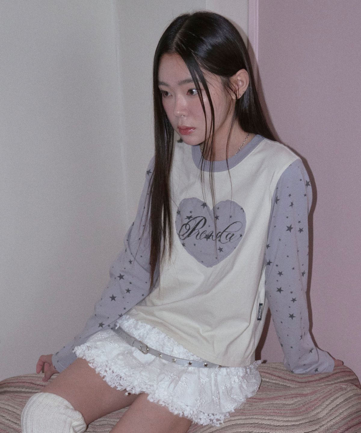 프렌다(PRENDA) HEART STAR COMBINATION LONG SLEEVE BLUE