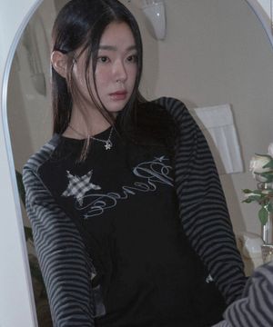 CHECK STAR STRIPE LONG SLEEVE BLACK