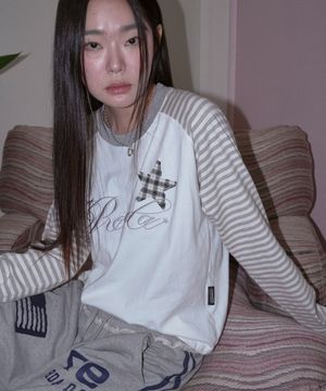 CHECK STAR STRIPE LONG SLEEVE WHITE