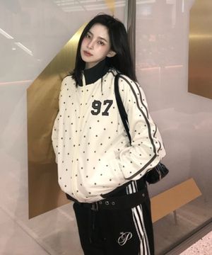 STAR 97 LOGO JERSEY TRACK JACKET IVORY